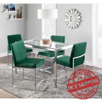 Lumisource DC-HBFUJI SSVGN2 High Back Fuji Contemporary Dining Chair in Stainless Steel and Green Velvet - Set of 2